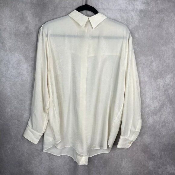 ROUCHA Sateen Button Back Collar Shirt In Ivory Women's Size C US L - Picture 1 of 8